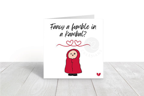 Desi Valentines day card - fumble in a kambal