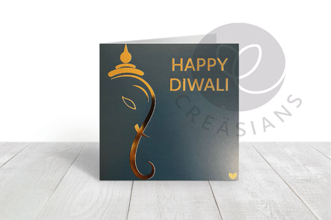 Happy Diwali, navy & gold Ganesh design card