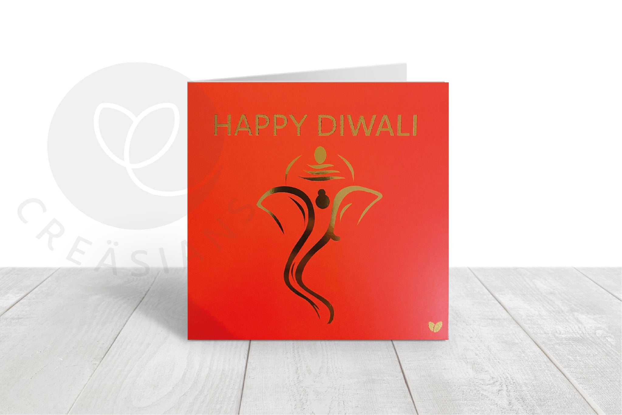 Happy Diwali, red & gold Ganesh card