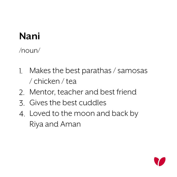 Personalised Nani, Dadi, Baa, Nan, Gran Mothers Day card