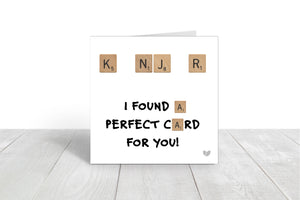KNJR Perfect Card Scrabble greeting card