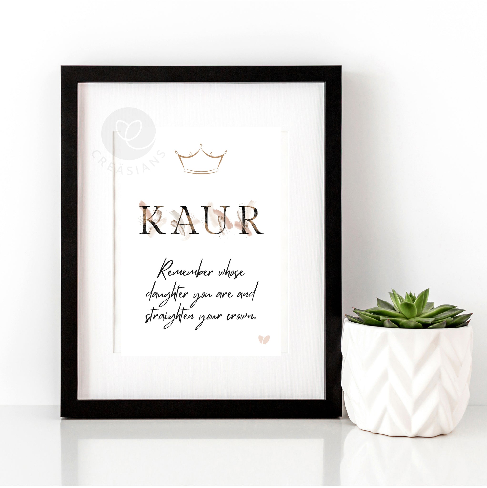 KAUR Wall print - Remember whose daughter you are and straighten your corwn - Kaur art - Sikh prints - Sikh nursery print