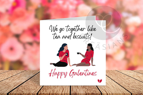 Tea and Biscuits Galentines greeting card